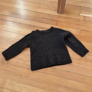 Hand knit wool sweater earth colour boxy crop crew neck straight sleeve